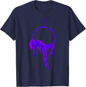 Hanging Aerialist Aerial Hoop Silk Circus Lyra Trapeze T-Shirt - T-Shirt | Navy
