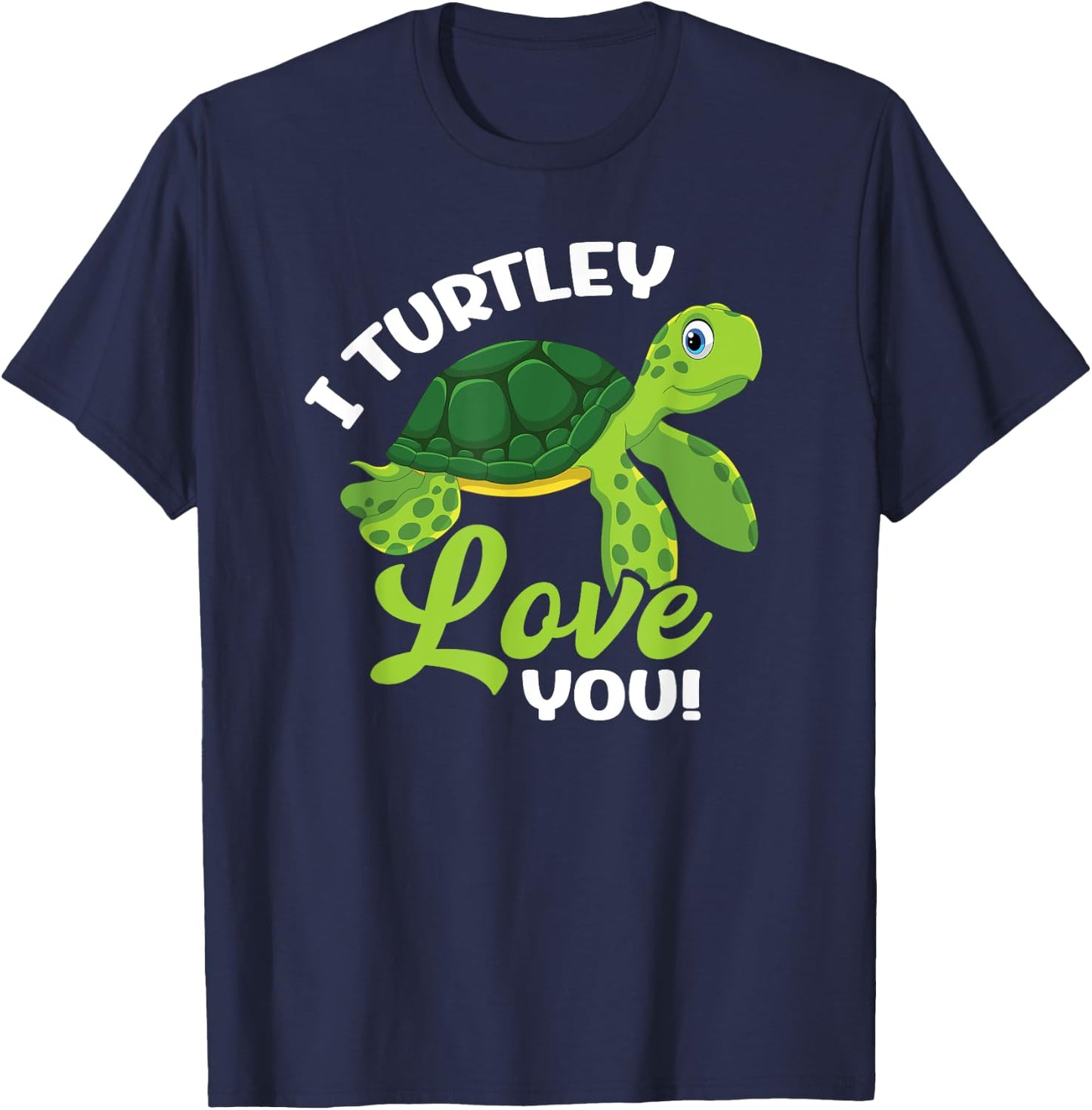 Cute Valentines Day Turtle - I Turtley Love You Valentine T-Shirt - T-Shirt | Navy