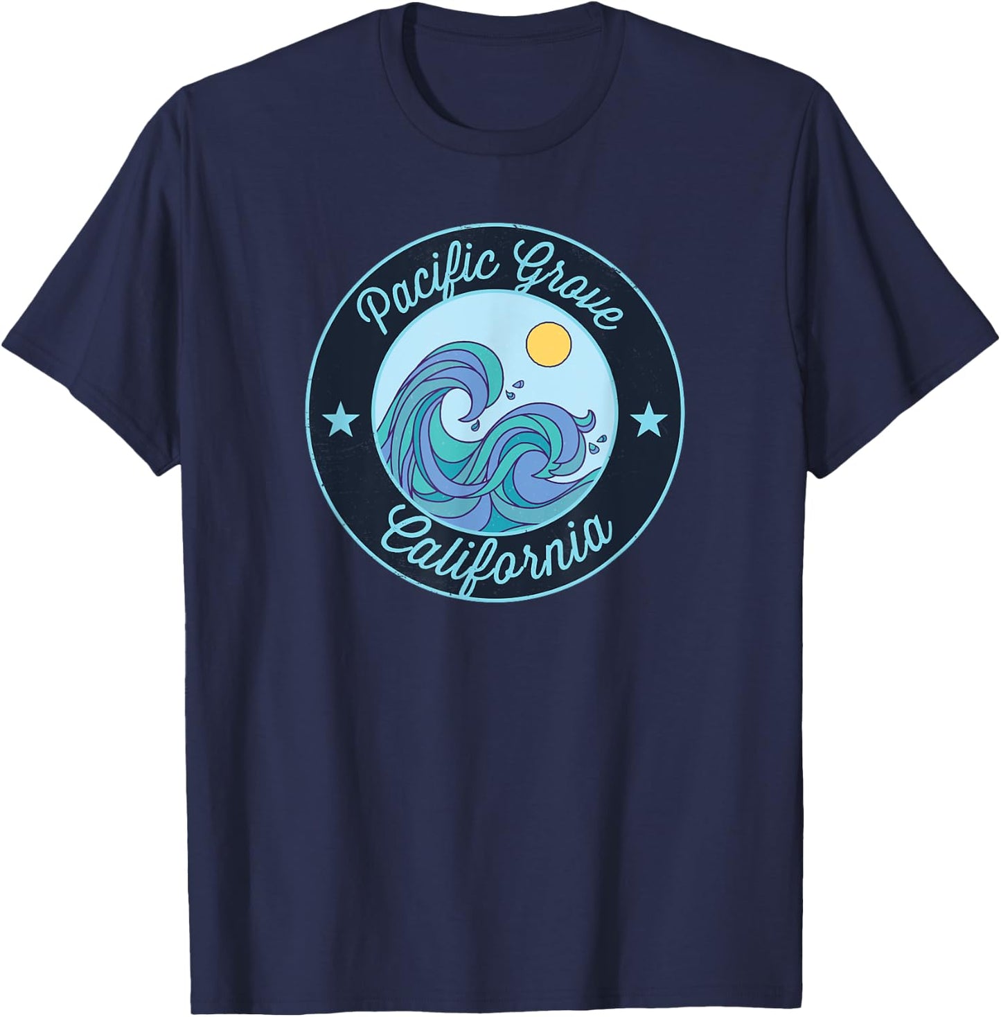 Pacific Grove CA California Souvenir Nautical Surfer Graphic T-Shirt - T-Shirt | Navy