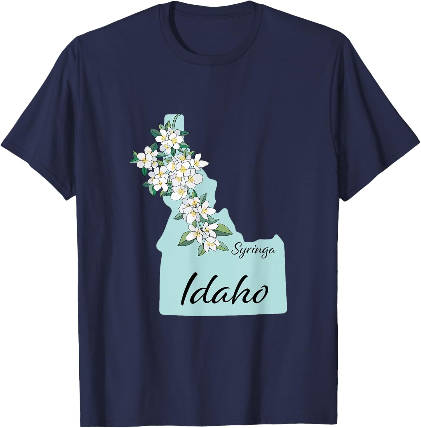 Idaho Flower Syringa T-Shirt - T-Shirt | Navy