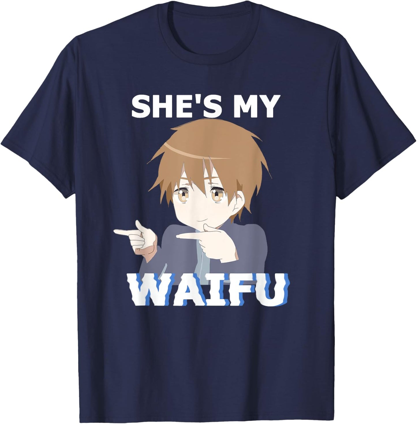 She's my Waifu He's my Husbando Anime Manga Couple Matching T-Shirt - T-Shirt | Navy
