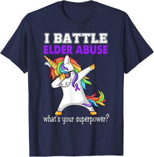 Unicorn I Battle Elder Abuse Awareness T-Shirt - T-Shirt | Navy