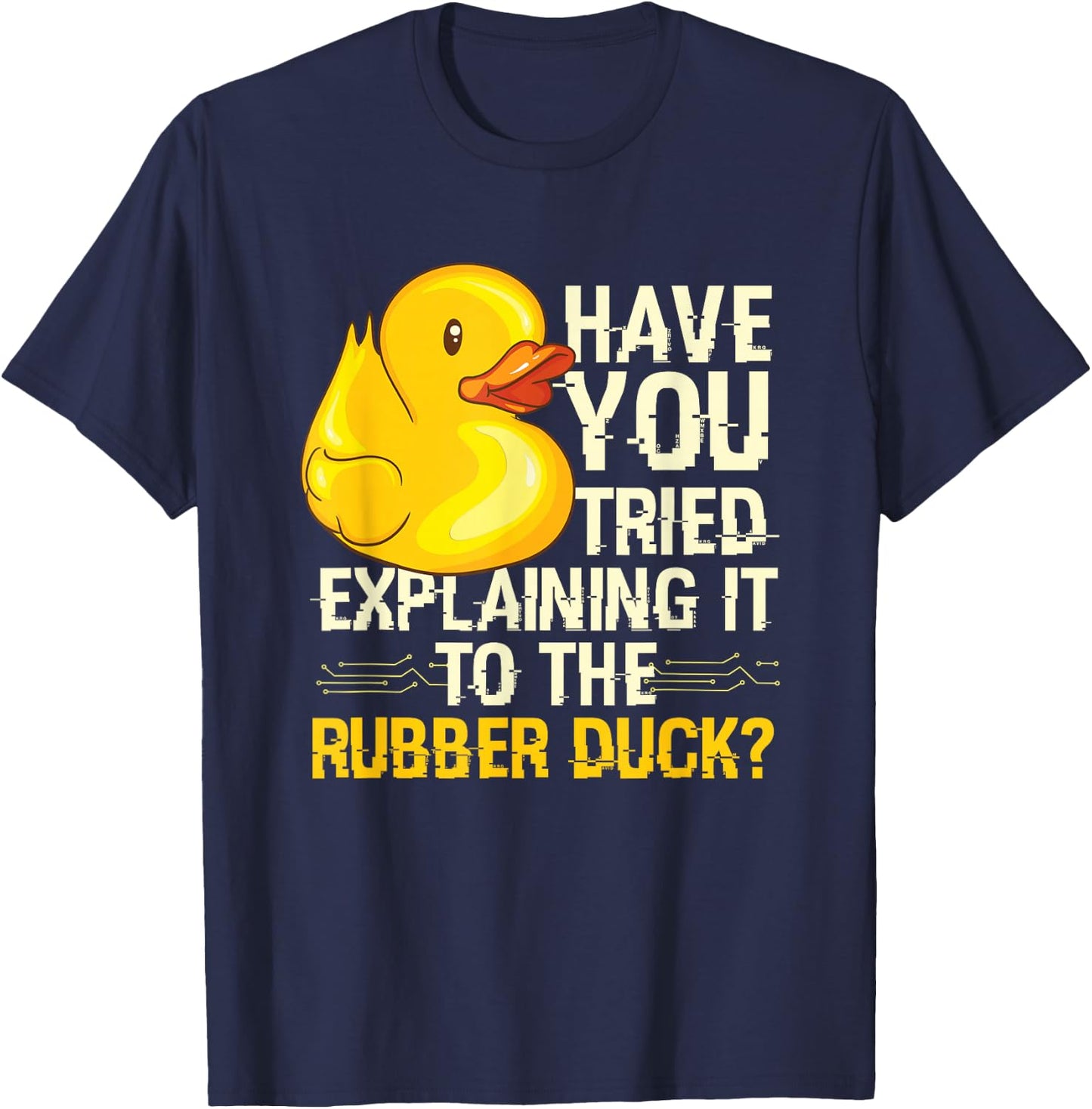Programmer Designs & Co. by mb. Funny Rubber Duck Debugging - Men's Adults Black Cotton Short Sleeve Classic Fit - Small T-Shirt - T-Shirt | Navy