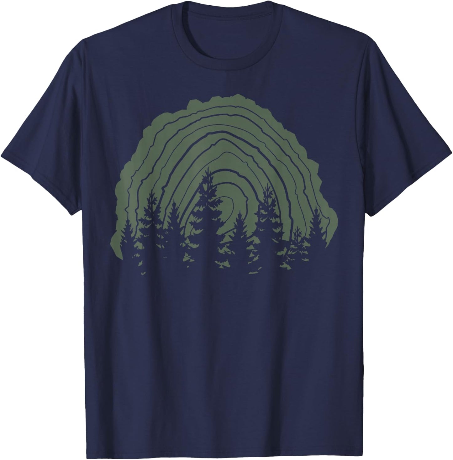 Wood Stump Tree Line Silhouette T-Shirt - T-Shirt | Navy