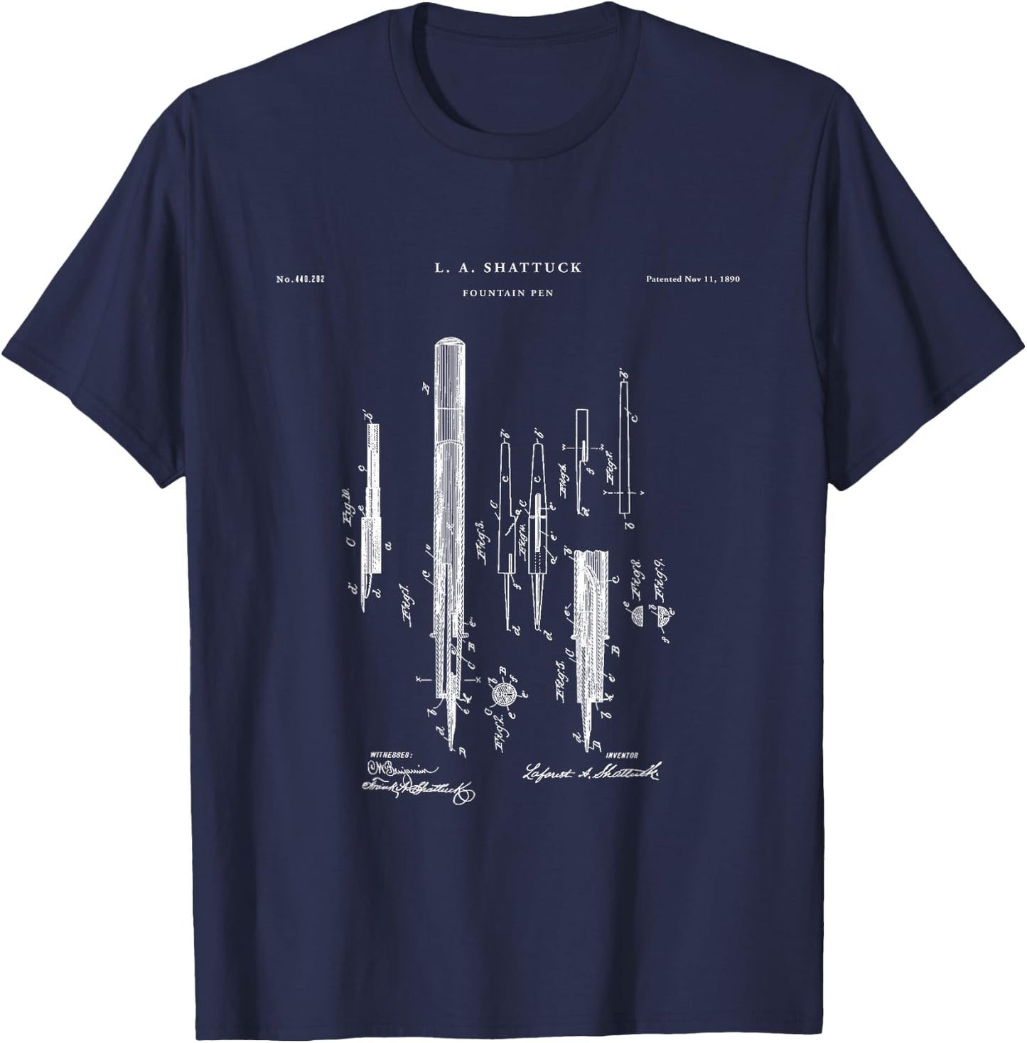 Fountain Pen Patent - Artist T-Shirt - T-Shirt | Navy