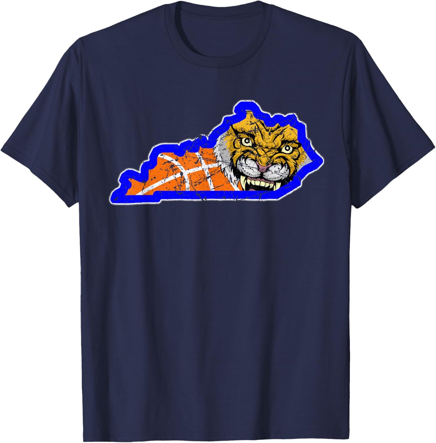 Vintage Worn State of Kentucky Basketball State Shape T-Shirt - T-Shirt | Navy