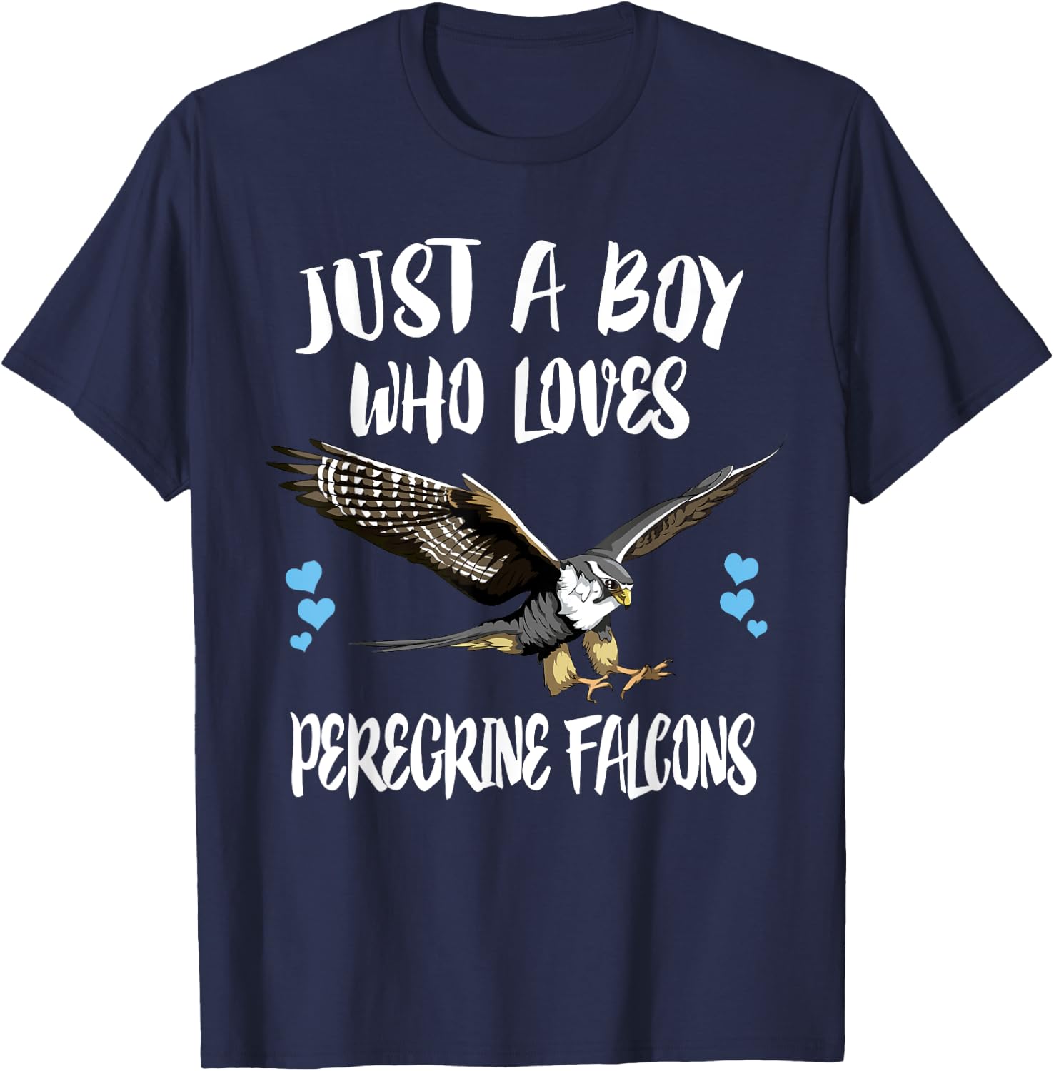 Just A Boy Who Loves Peregrine Falcons Birds T-Shirt - T-Shirt | Navy