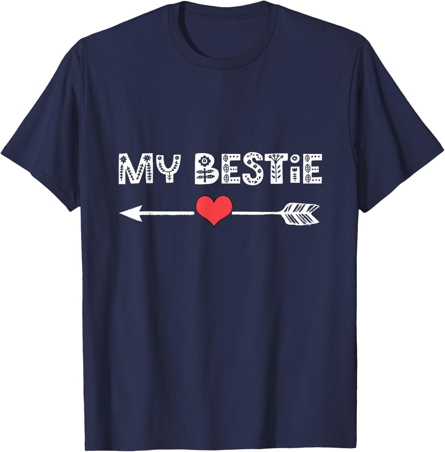 My Bestie BFF Best Friend Left Arrow Heart Love Matching T-Shirt - T-Shirt | Navy