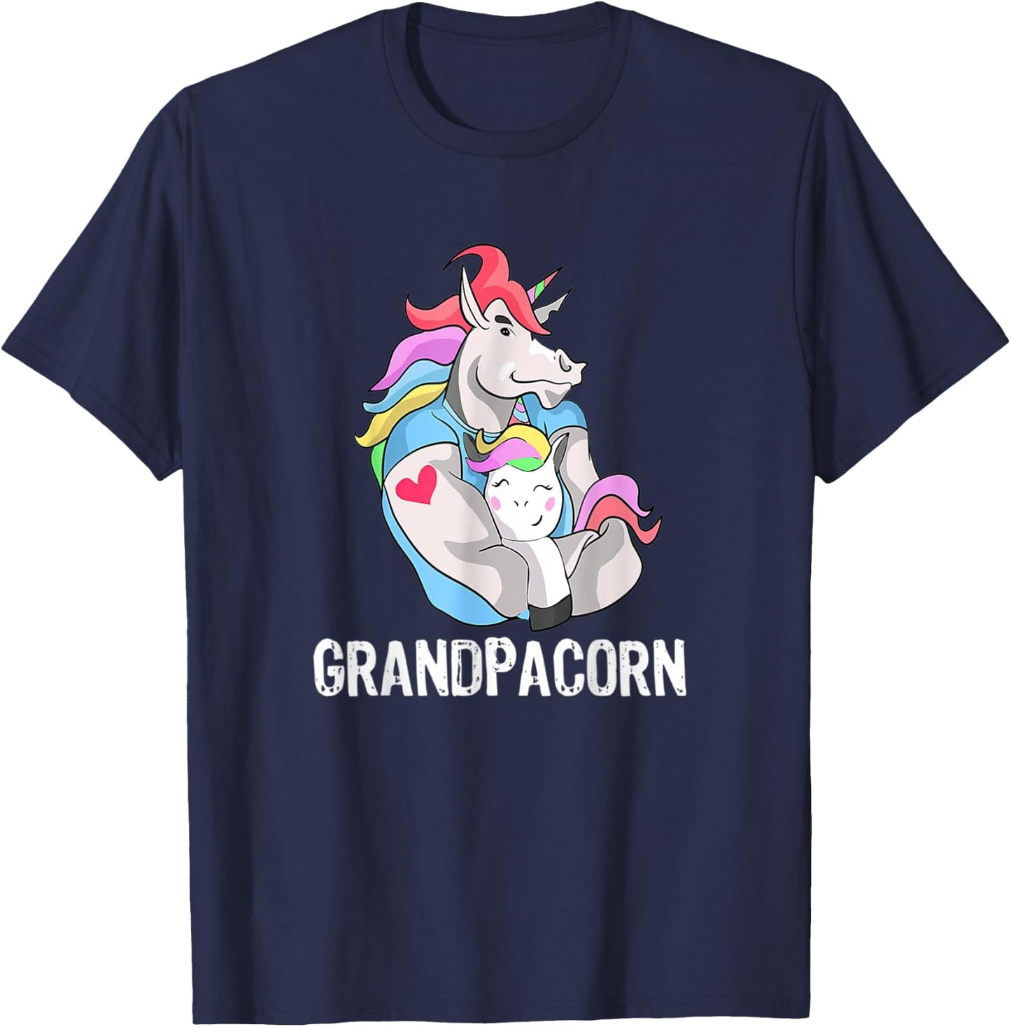 Grandpacorn Unicorn Grandpa And Grandson T-Shirt - T-Shirt | Navy