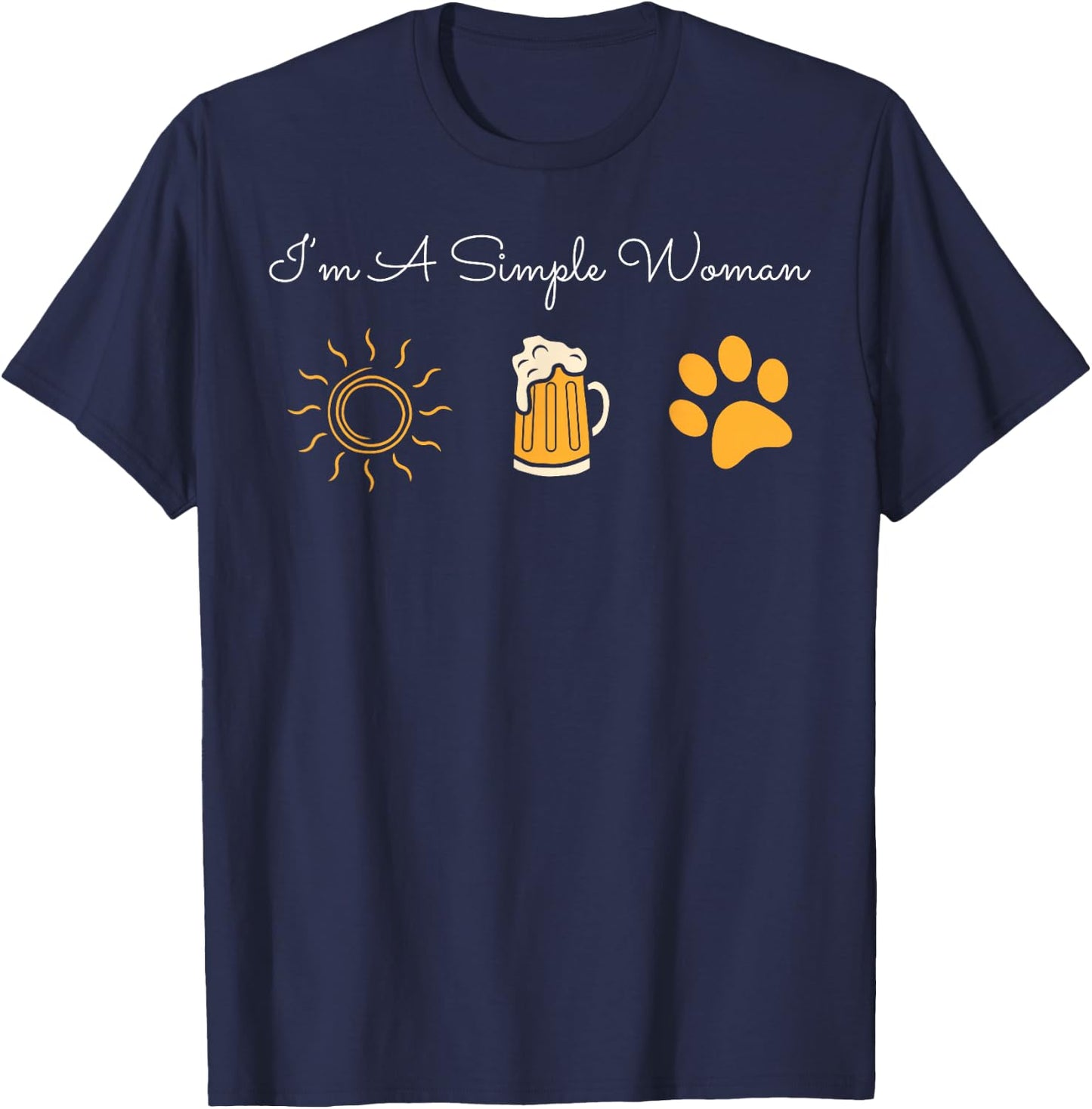 I'm A Simple Woman Sunshine Craft Beer Dog Owner Paw Summer T-Shirt - T-Shirt | Navy