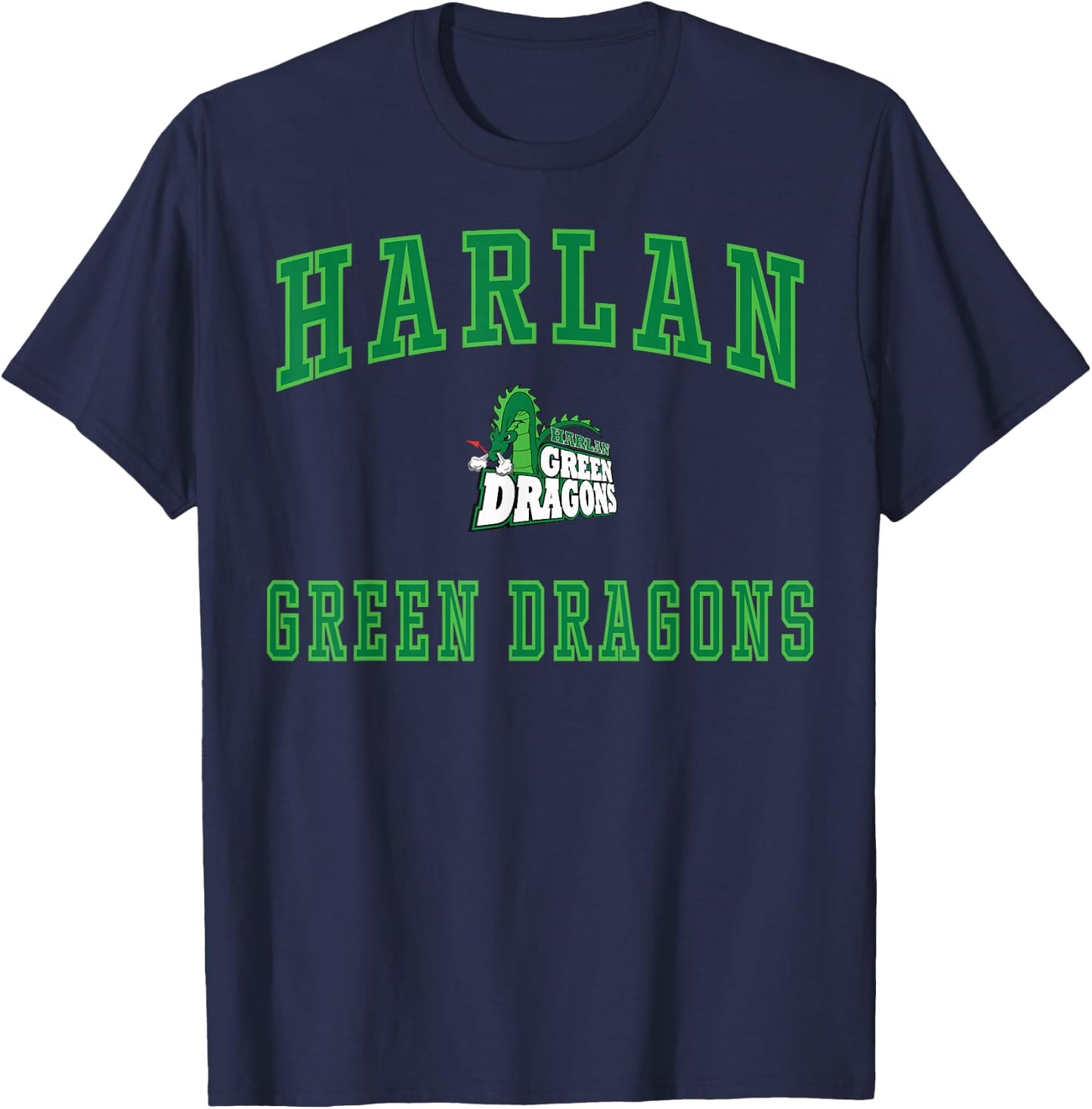 Harlan High School Green Dragons C1 T-Shirt - T-Shirt | Navy
