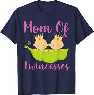 Mom of Twins Girls Mom of Twincesses Happy Mother's Day T-Shirt - T-Shirt | Navy