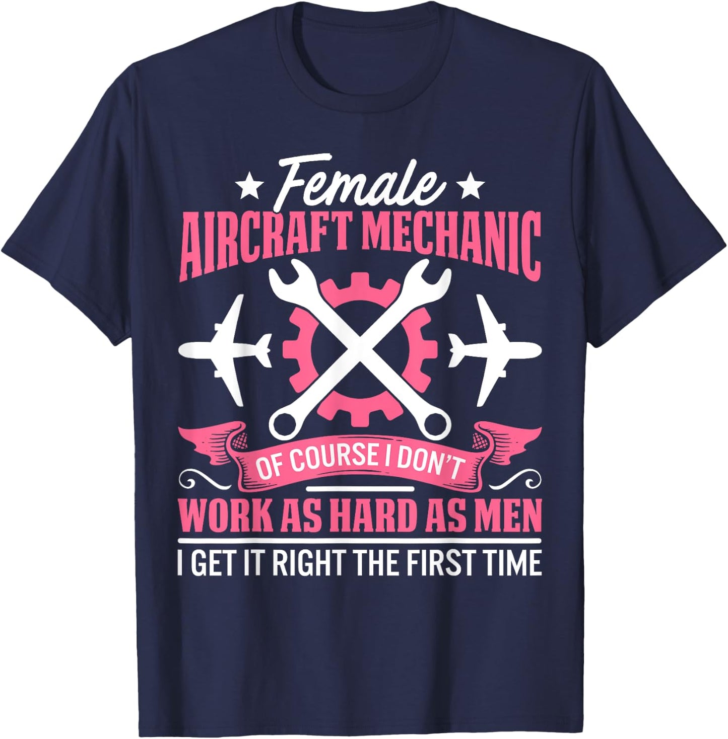 Female Aircraft Mechanic Aviation Mechanic Airplane Mechanic T-Shirt - T-Shirt | Navy