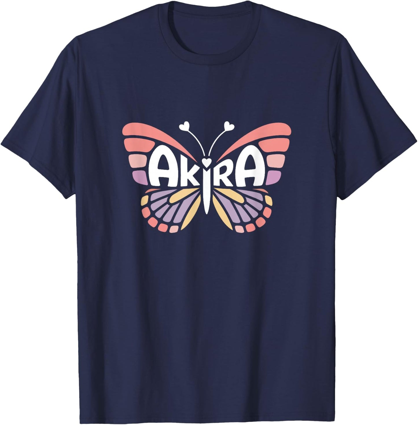 Akira Butterfly - Personalized Cute Name Word Art T-Shirt - T-Shirt | Navy