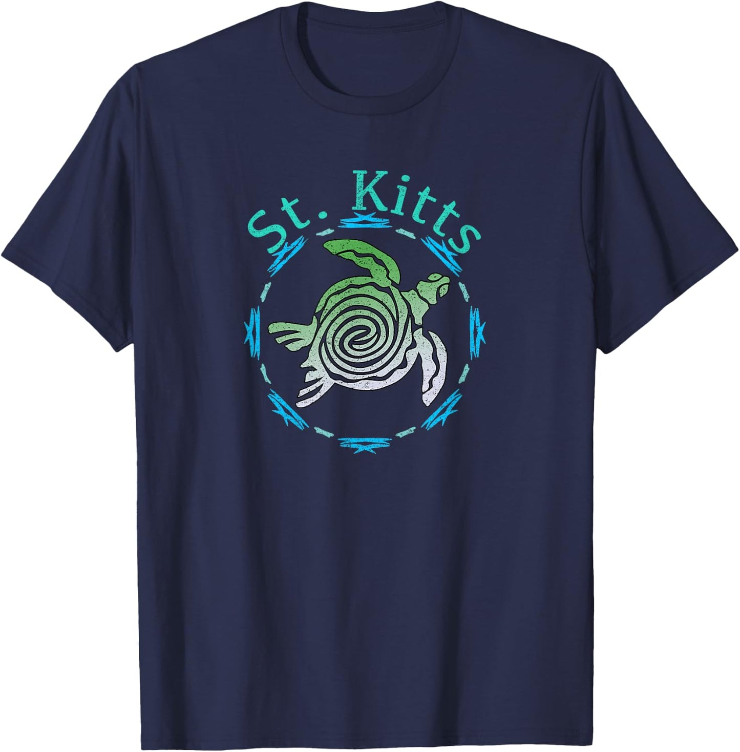 Vintage St. Kitts Travel Shirts And Apparel -Adults Retro Black Small Classic Fit Short Sleeve T-Shirt - T-Shirt | Navy
