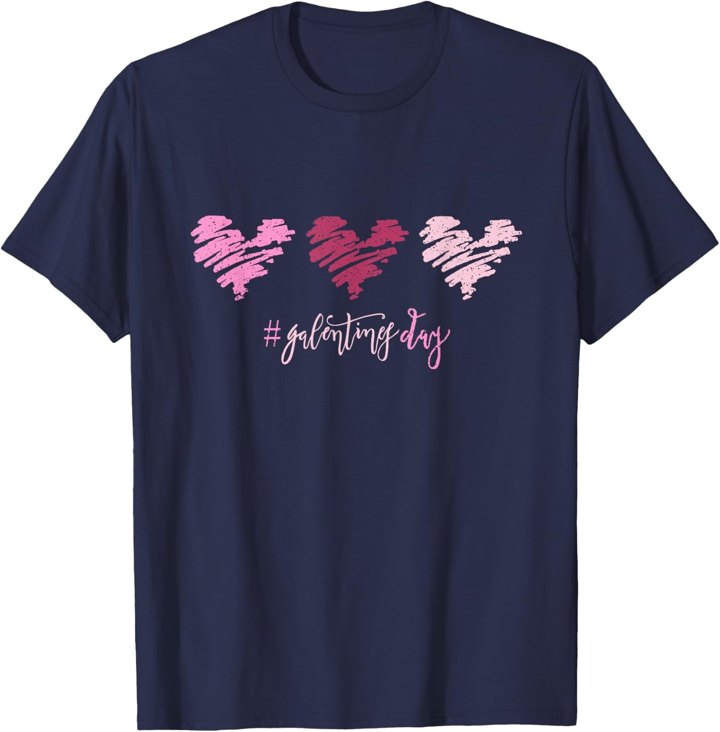 Triple Heart Galentines Day T-Shirt - T-Shirt | Navy