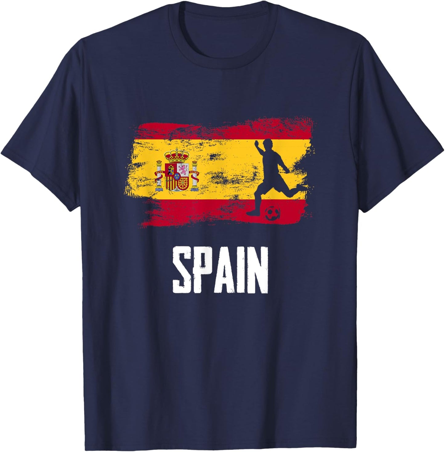 Spain Flag Jersey Spanish Soccer Team Spanish T-Shirt - T-Shirt | Navy