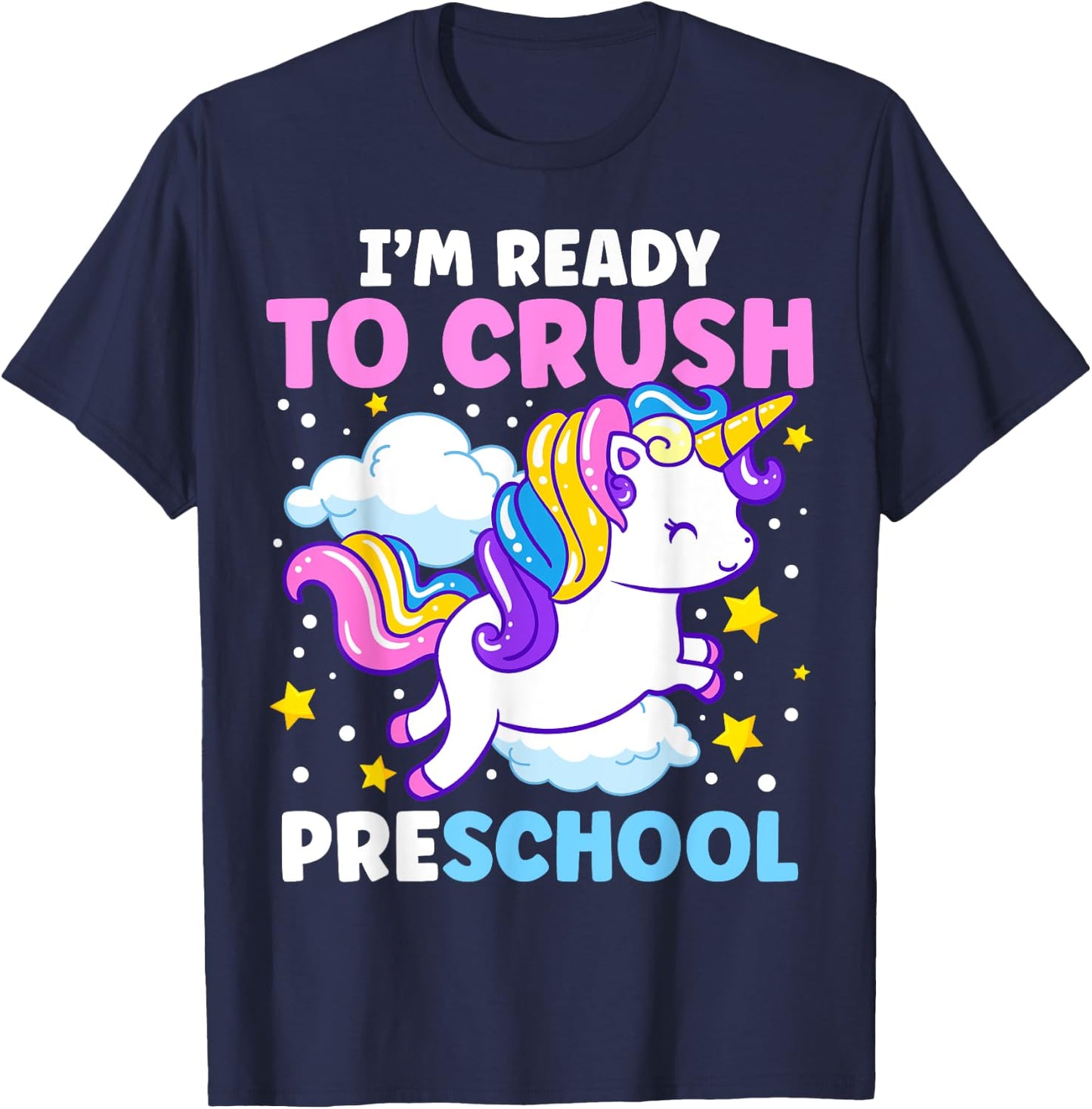 First Day of Pre-K I'm Ready To Crush Preschool Unicorn Kids T-Shirt - T-Shirt | Navy