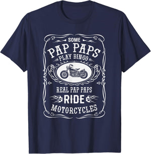 pap pap Some Play Bingo, I ride Motorcycle Biker T-Shirt - T-Shirt | Navy