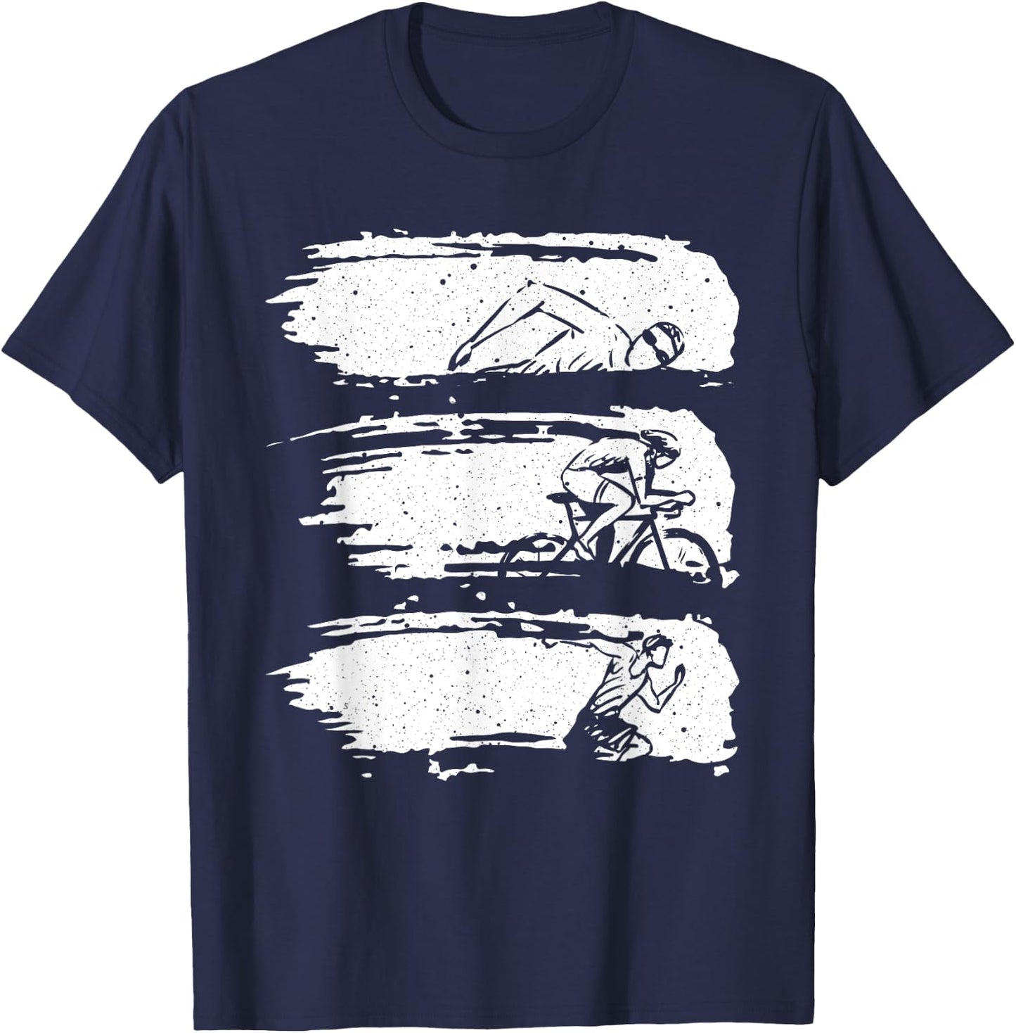 Funny Triathlon Swim Bike Run Design Men Women Triathletes T-Shirt - T-Shirt | Navy