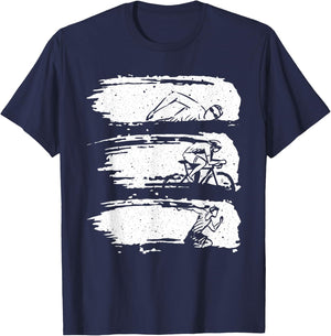 Funny Triathlon Swim Bike Run Design Men Women Triathletes T-Shirt - T-Shirt | Navy