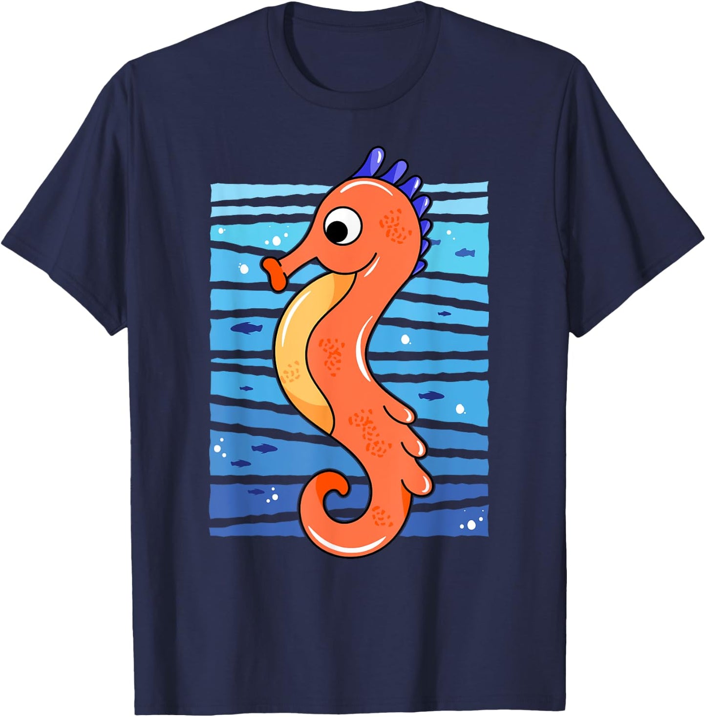 Seahorse Art I Cute Seahorse I Kids Seahorse T-Shirt - T-Shirt | Navy
