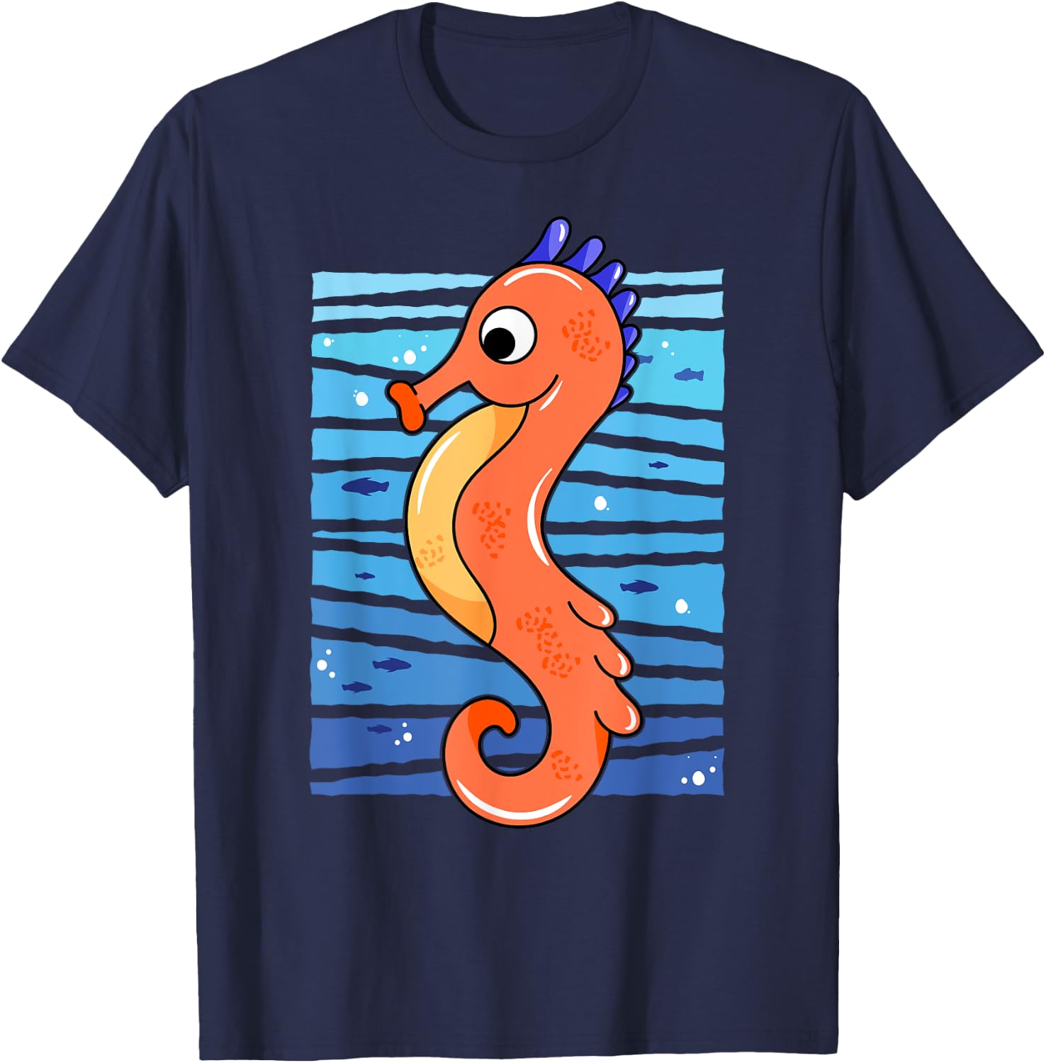 Seahorse Art I Cute Seahorse I Kids Seahorse T-Shirt - T-Shirt | Navy