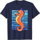 Seahorse Art I Cute Seahorse I Kids Seahorse T-Shirt - T-Shirt | Navy