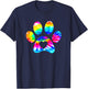 Dog Paw Heart Print Tie Dye for Dog Mom or Cat Mom T-Shirt - T-Shirt | Navy