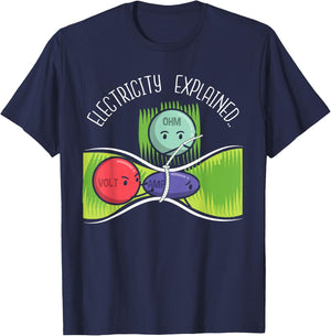 Electrical installer Electricity explains electrician T-Shirt - T-Shirt | Navy