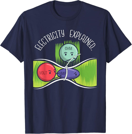 Electrical installer Electricity explains electrician T-Shirt - T-Shirt | Navy