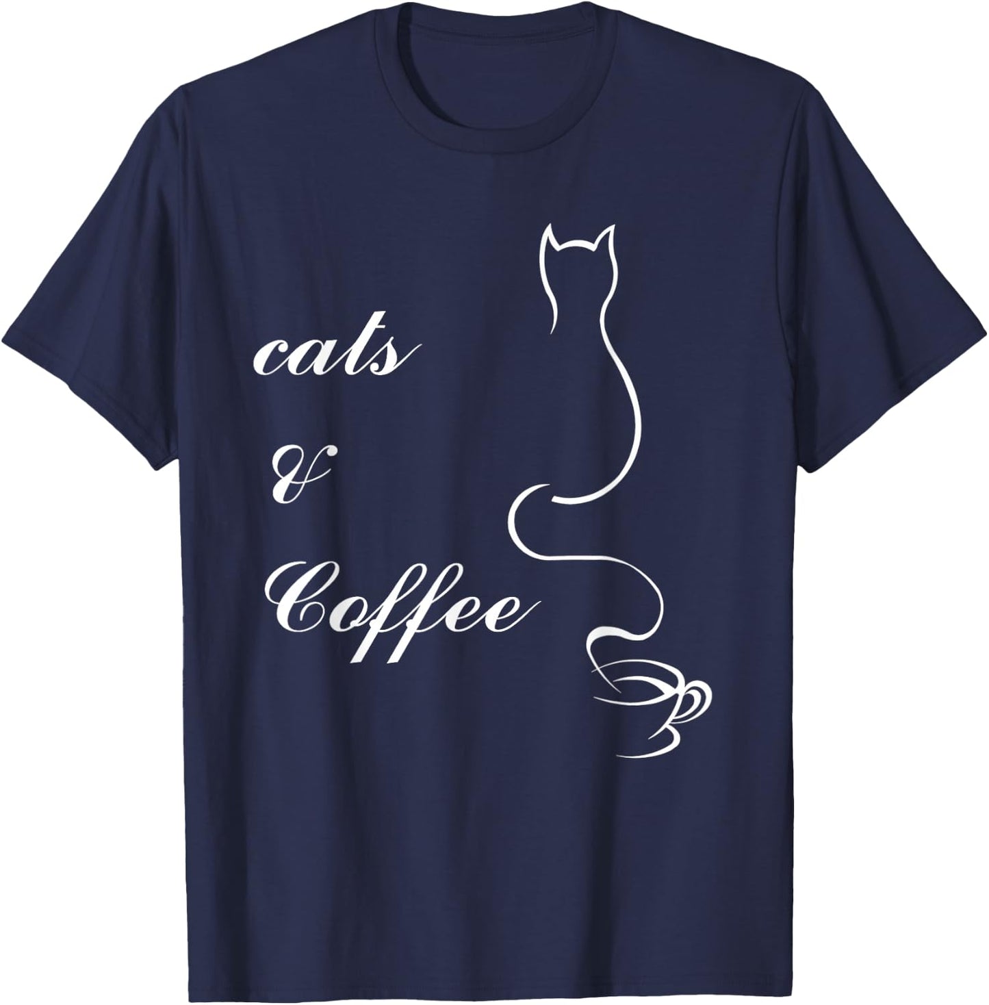 Cute Cats and Coffee T-Shirt - T-Shirt | Navy