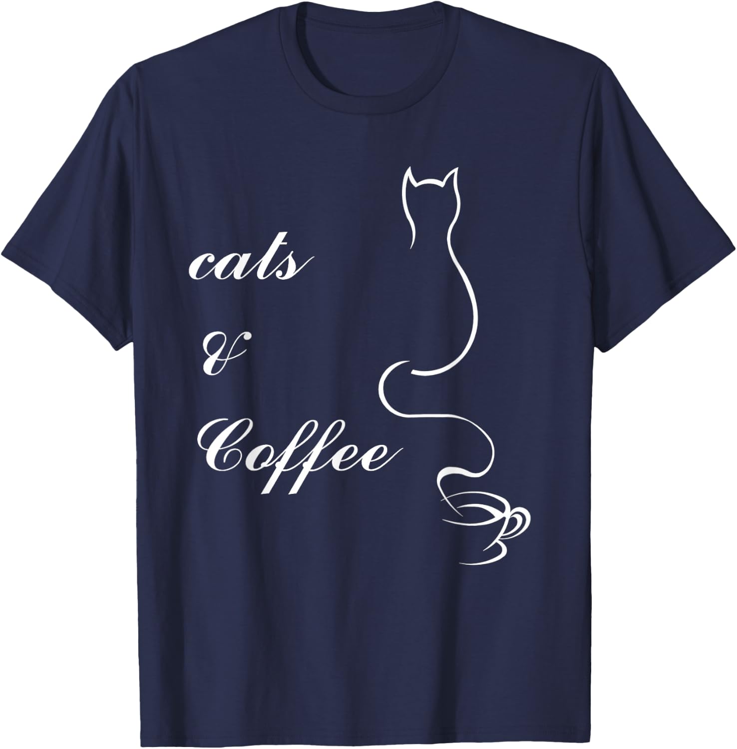 Cute Cats and Coffee T-Shirt - T-Shirt | Navy