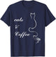 Cute Cats and Coffee T-Shirt - T-Shirt | Navy