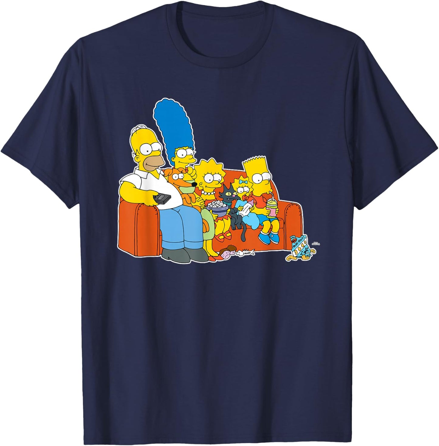 The Simpsons Homer Marge Maggie Bart Lisa Simpson Couch T-Shirt - T-Shirt | Navy