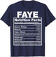 Faye Nutrition Facts Faye Name Birthday Shirt T-Shirt - T-Shirt | Navy