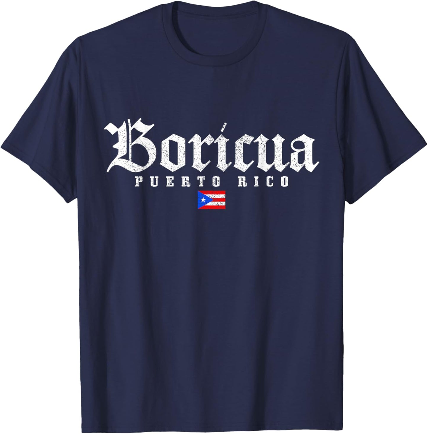 Puerto Rico Boricua Vintage Puerto Rican Flag Pride T-Shirt - T-Shirt | Navy
