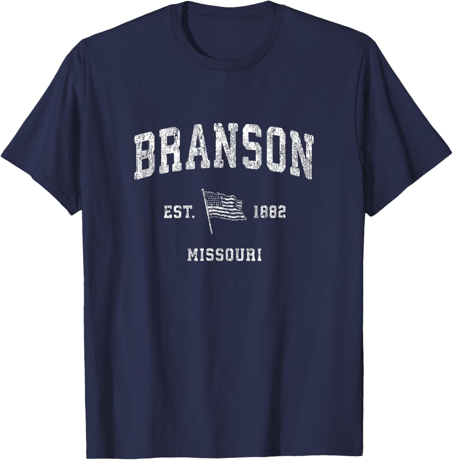 Branson Missouri MO Vintage US Flag Sports T-Shirt - T-Shirt | Navy