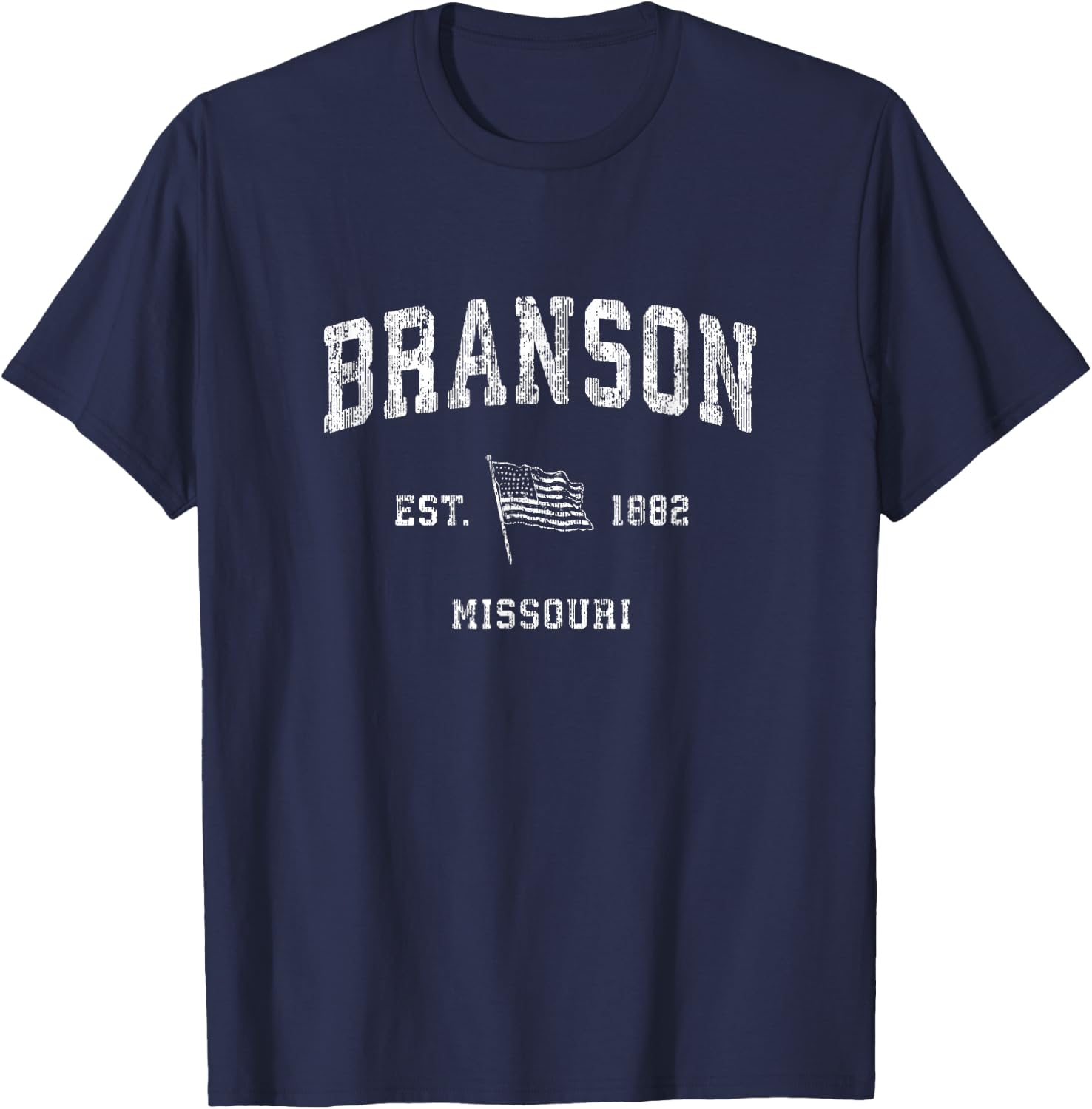 Branson Missouri MO Vintage US Flag Sports T-Shirt - T-Shirt | Navy