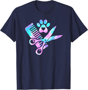 Dog Groomer Tie Dye Dog groomers Matching team T-Shirt - T-Shirt | Navy