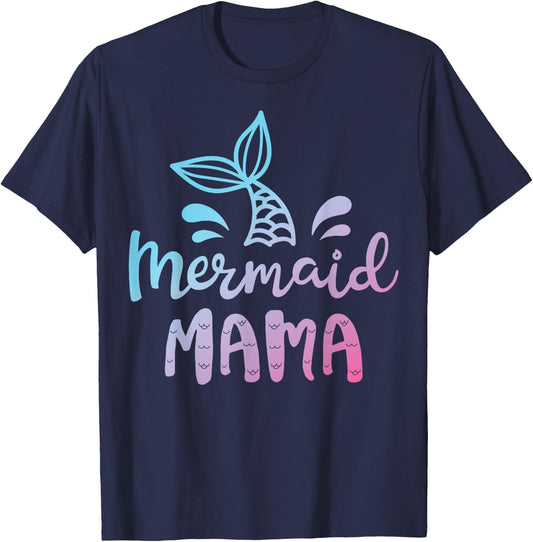 Mermaid Mama Funny Women Mom Mommy Family Matching Birthday Small T-Shirt - T-Shirt | Navy