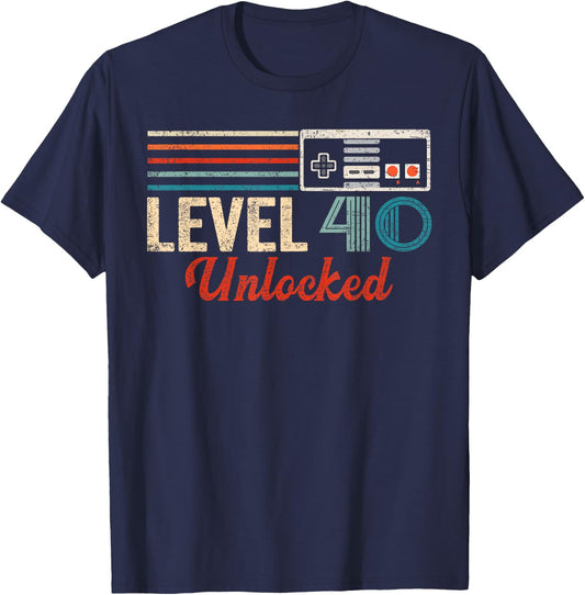 Unlocked Level 40 Birthday Boy Video Game Controller T-Shirt - T-Shirt | Navy