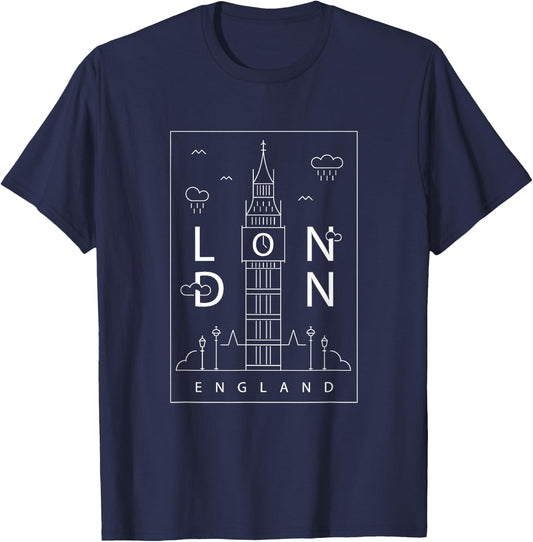London England UK Skyline UK Vintage T-Shirt - T-Shirt | Navy