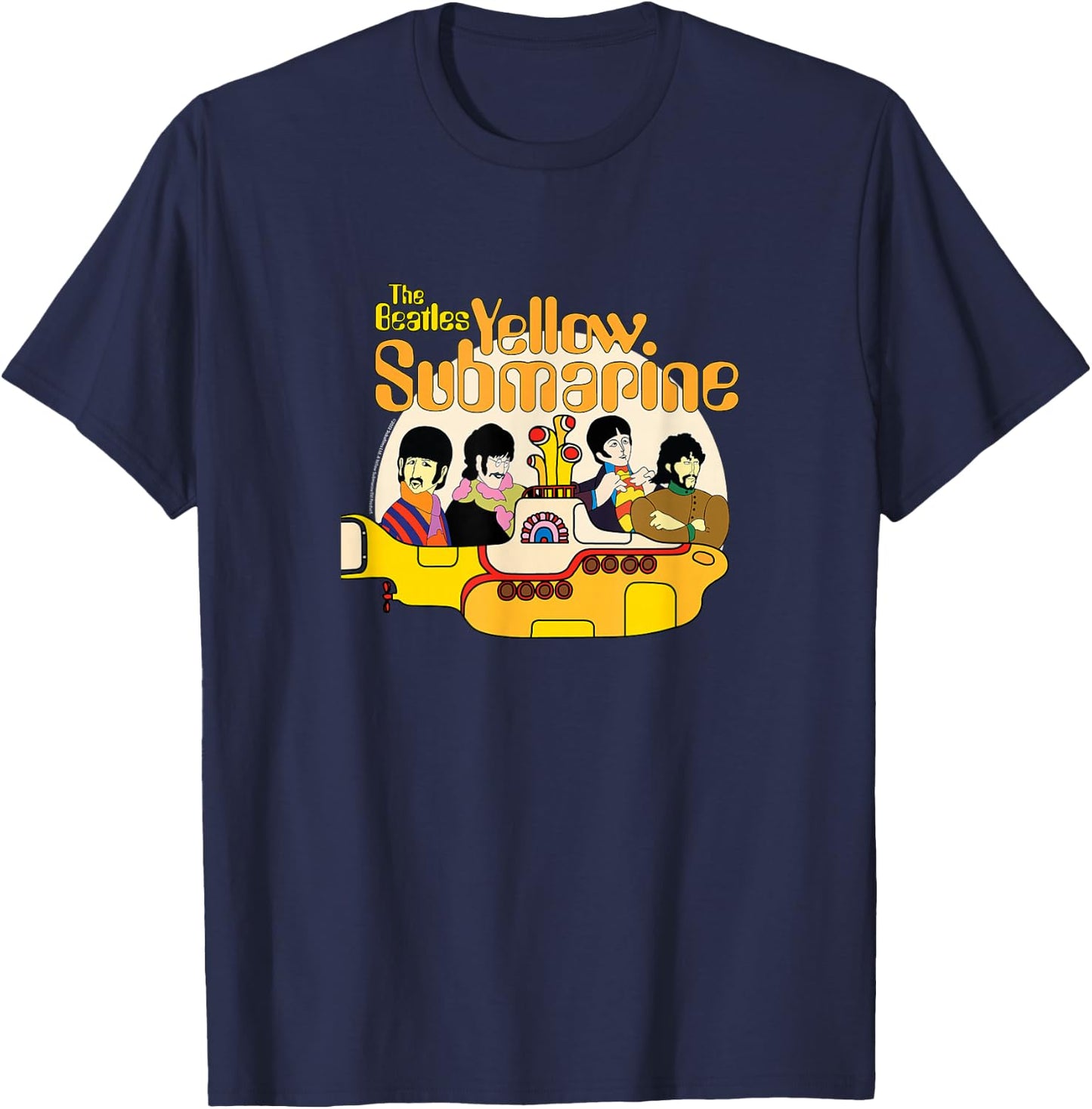 The Beatles - We All Live In A Yellow Submarine T-Shirt - T-Shirt | Navy