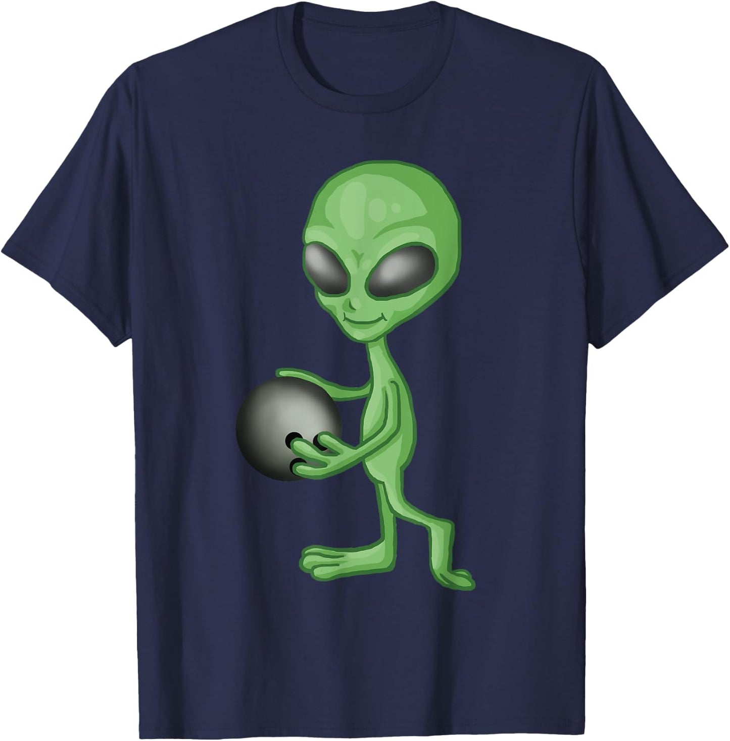 Alien Bowling Funny Bowler T-Shirt - T-Shirt | Navy