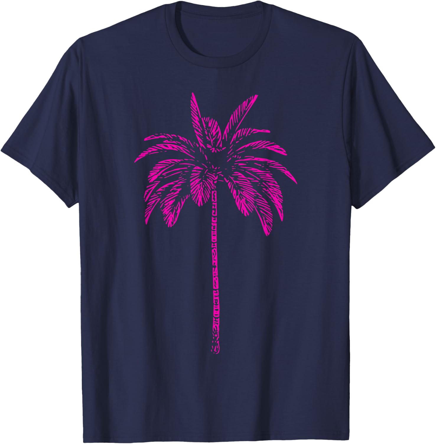 Pink Palm Beachwear Beach Outfit Surfing Retro Palm Tree T-Shirt - T-Shirt | Navy