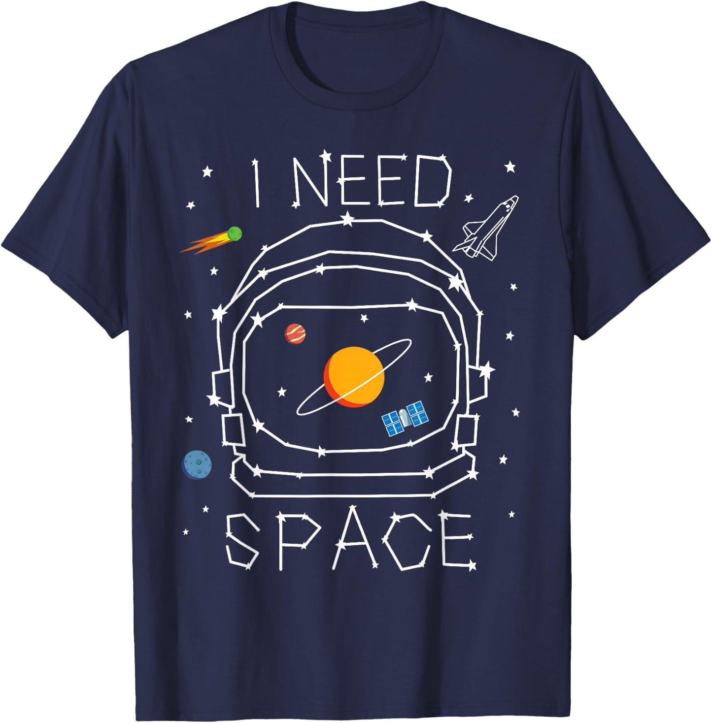 I Need Space Astronaut Helmet Solar System Astronomy Planets T-Shirt - T-Shirt | Navy