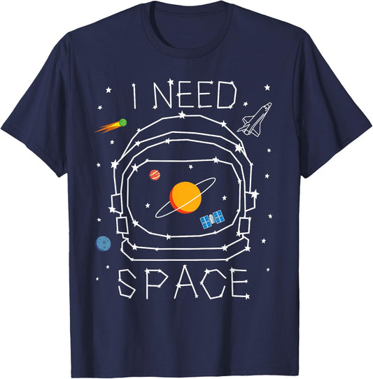 I Need Space Astronaut Helmet Solar System Astronomy Planets T-Shirt - T-Shirt | Navy