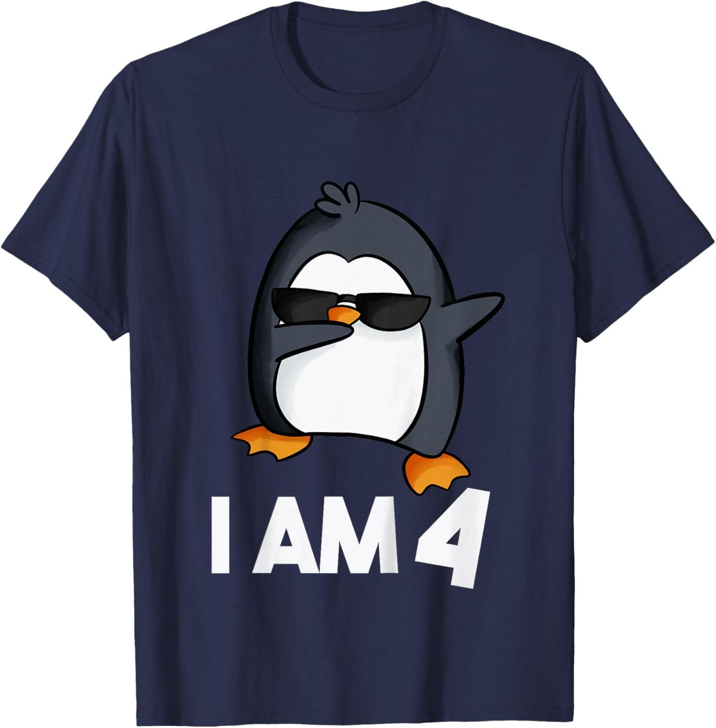 Penguin Birthday Shirt 4 Years Old Birthday Outfit Kids T-Shirt - T-Shirt | Navy