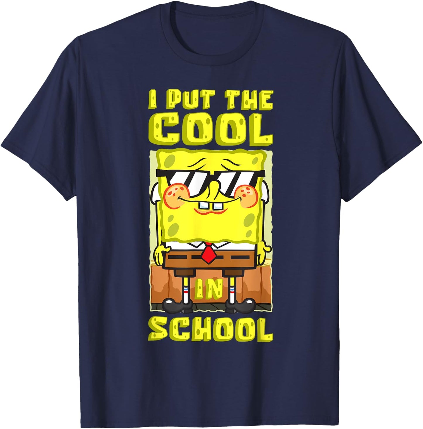 Mademark x SpongeBob SquarePants - SpongeBob Back To School I Put The Cool In School Boys Gift T-Shirt - T-Shirt | Navy